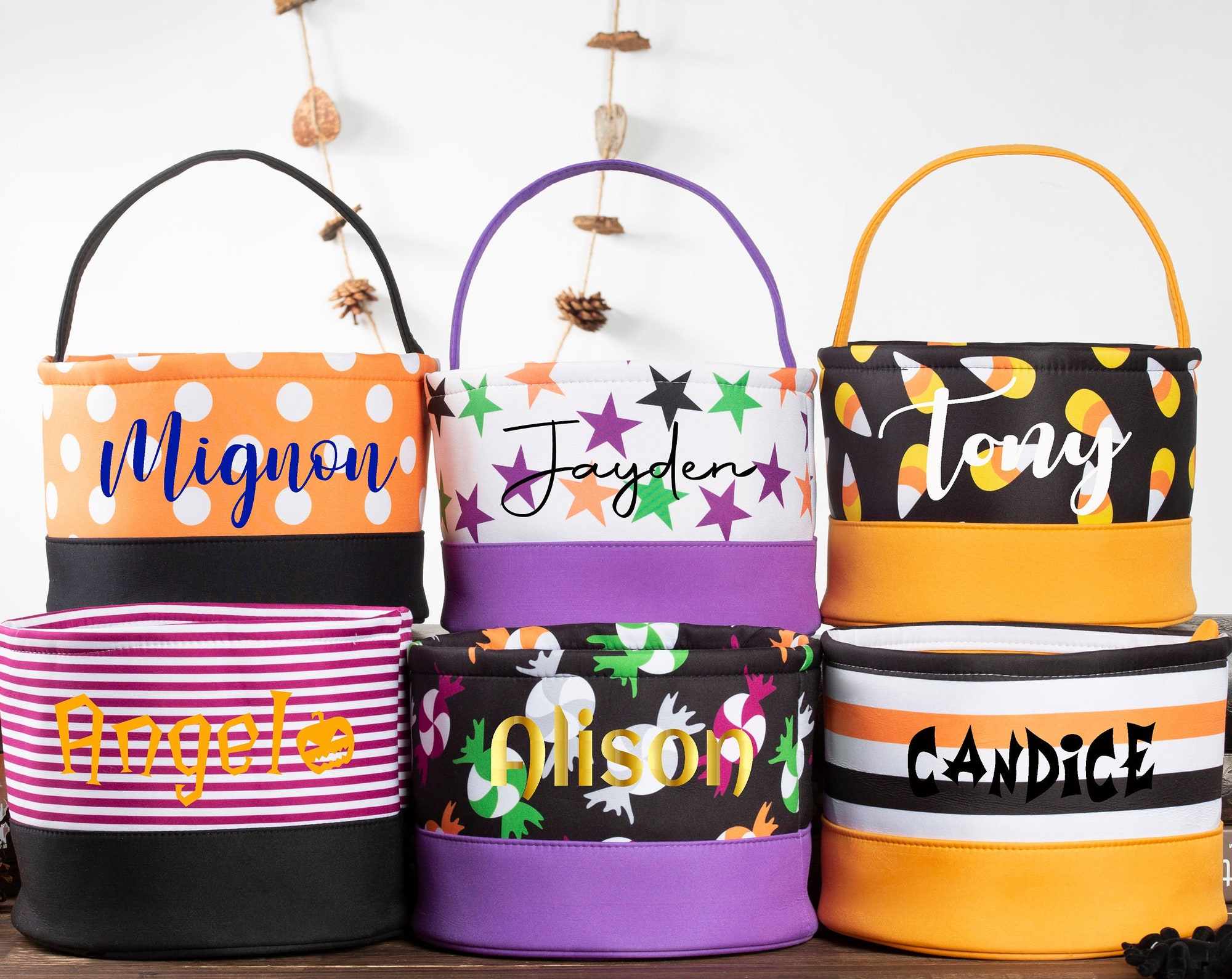 Discover Kids Halloween Basket, Trick or Treat Bucket, Personalized Halloween Bucket, Halloween Gifts, Monogrammed Halloween Bag with Name,Candy Tote