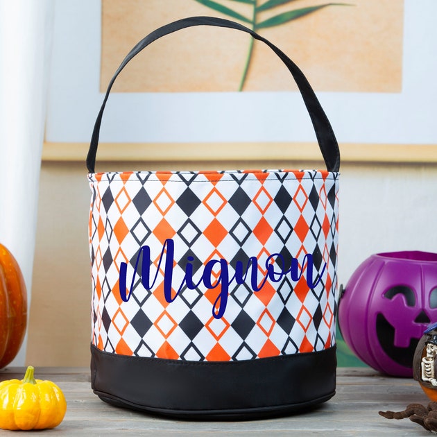Trick or Treat Bucket, Kids Halloween Basket, Personalized Halloween Bucket