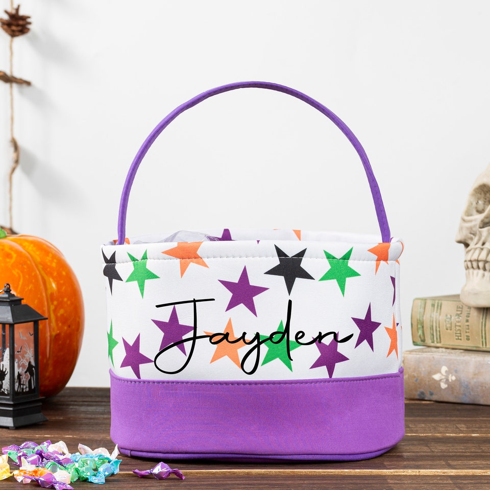 Kids Halloween Basket, Trick or Treat Bucket, Personalized Halloween Bucket