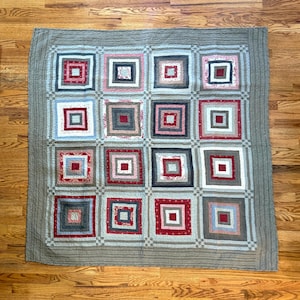 Primitive Log Cabin Patchwork Quilt