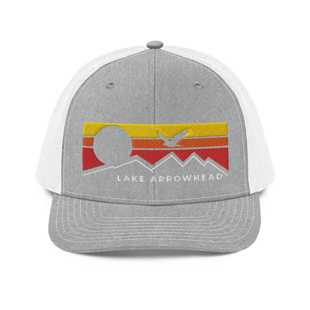 Lake Arrowhead | CA Flying Sunset - Mesh Trucker Hat | Mountain Range ...