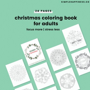 Christmas coloring book for adults A4/US Letter sizes 24 pages to color