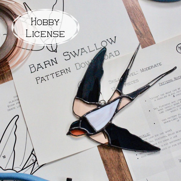 Stained Glass Pattern Hobby License: Barn Swallow Bird in Flight pdf