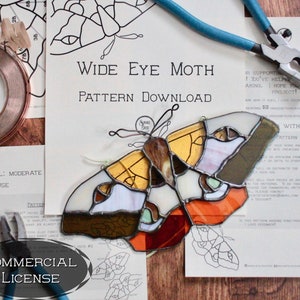Commercial License Stained Glass Pattern: Wide Eye Moth PDF