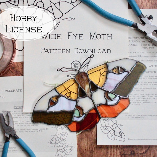 Stained Glass Pattern Hobby License: Wide Eye Moth PDF