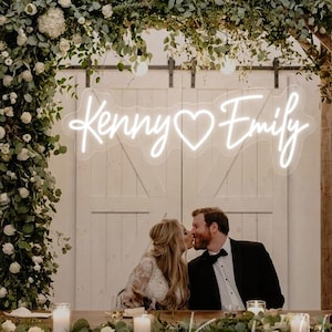 Insegna al neon con nome personalizzato per matrimonio, insegna al neon con nome personalizzato, decorazione per matrimonio, due nomi con cuore, decorazione da parete, insegna al neon per camera da letto di coppia, regali di nozze