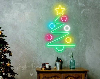 Christmas Tree Sign,Christmas Sign Decor,Holiday Neon Light, Party Decoration, Sign for Shop Home Bedroom Art Wall Decor,Personalized Gifts