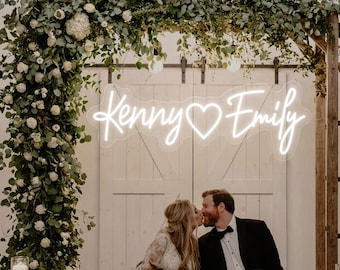 Custom Wedding Neon Sign, Personalized Couple Name LED Light, Wedding Decor, Battery Operated Signs