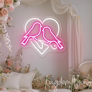 Wedding Heart Neon Sign Pair Of Lovebirds Led Neon Light Custom Love Neon Sign Bedroom Home Wall Decor Wedding Decor Gift For Newlyweds