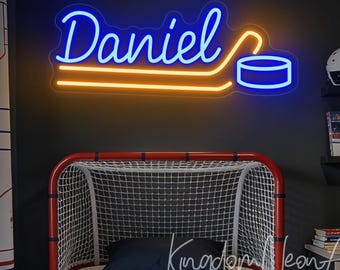 Custom Hockey Name Neon Sign, LED Bedroom Decor
