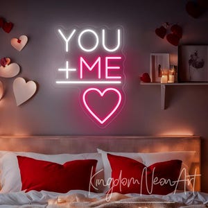 You Plus Me Are Love Neon Sign Custom Neon Sign Wedding Led Neon Light Home Bedroom Wall Decor Wedding Party Decor Wedding Gifts For Her