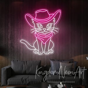 Cowboy Cat Neon Sign Custom Cat Cowboy Led Neon Light Cat Squat Neon Light Home Room Wall Decor Western Cowboy Bar Decor Personalized Gift
