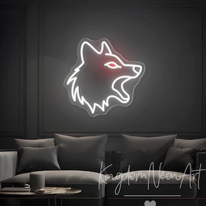 Wolf Neon Sign Custom Neon Sign Wolf Head Led Neon Light Animal Sign Bedroom Home Wall Decor Animal Neon Art Personalized Gift For Him Signs