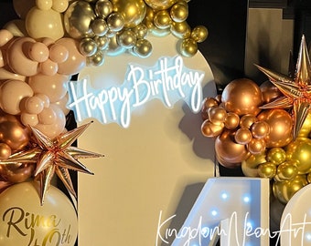 Happy Birthday Neon Sign Custom Neon Sign Led Light Birthday Party Decor Birthday Backdrop Home Room Wall Decor Birthday Gifts Neon Art
