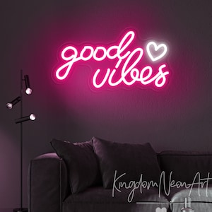 Good Vibes Letrero de neón Letrero de neón personalizado Barra de verano Luz LED Decoración de la pared del hogar Decoración de la barra de fiesta navideña Decoración personalizada de la sala de regalos Decoración de arte de neón