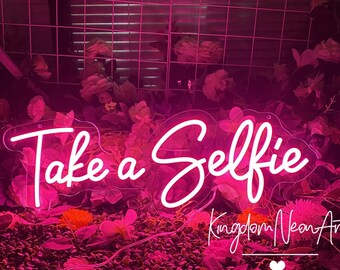 Take a Selfie Neon Sign, Custom Pink Light, Party Room Decor