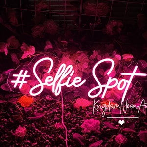 Selfie Spot Neon Sign Wedding Neon Sign Beauty Salon Neon Sign Led Light Selfie Here Decor Photo Booth Wedding Decor Personalized Gift