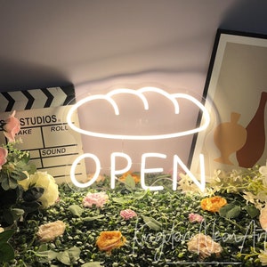 Bakery Open Neon Sign Custom Bread Open Neon Sign Croissant Led Neon Light Dessert Shop Decor Home Kitchen Wall Decor Bakery Shop Neon Sign