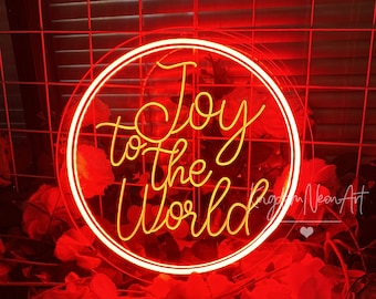 Joy to the world Engraved Neon Sign,3D Engraved Christmas Neon Sign,New Year Party Decor Sign,Home Room Dorm Wall Art Decor,Table sign Decor
