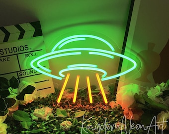 Letrero de neón LED OVNI personalizado: Decoración de pared con platillo volador