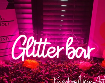 Glitter Bar Neon Sign, Custom LED Light, Party Wall Decor