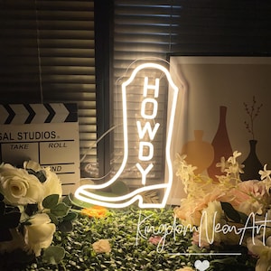Howdy Boot Neon Sign Custom Western CowBoy Neon Sign Led Light Cowgirl Party Decor Western Style Bar Wall Decor Neon Art Gifts For Cowboy