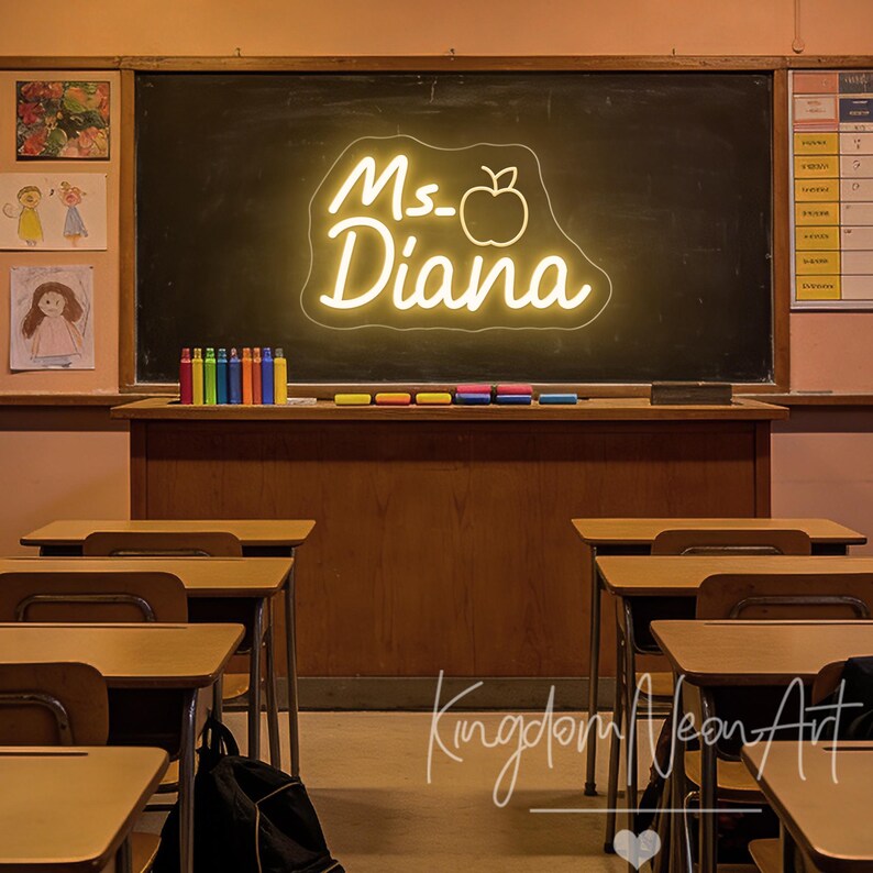 Custom Teacher Name Neon Sign Classroom Wall Decor Gift for Teacher - Etsy