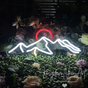 Mountain With Sunset Neon Sign Custom Scenery Led Neon Light Up Sign Bedroom Home Wall Decor Office Neon Art Decor Christmas Gift