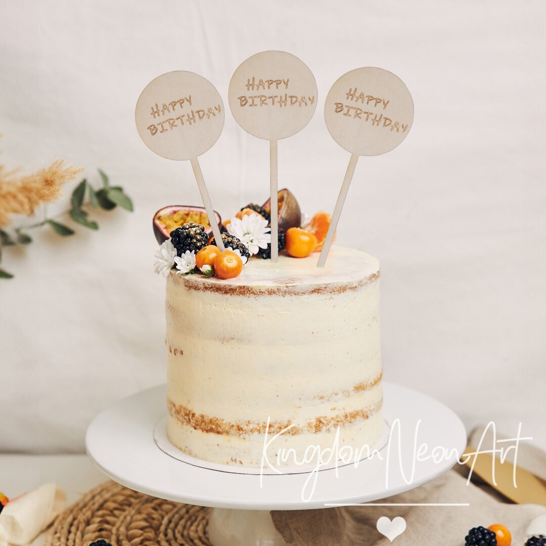 Wooden Cake Insert Wooden Happy Birthday Decoration Birthday Party