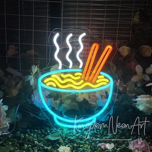 Ramen Bowl Neon Sign Custom Neon Sign Japanese Noodles Restaurant Kitchen Wall Decor Japanese Food Ramen Shop Decor Welcome Sign Neon Art