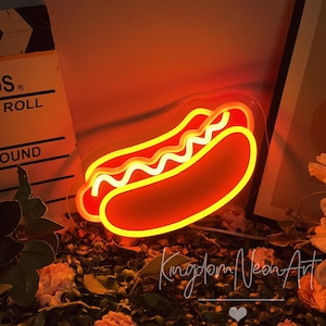 Hot Dog Neon Sign Custom Fast Food Neon Sign Hot Dog Shop Restaurant Led Neon Light Home Wall Decor Fast Food Shop Decor UV Print Neon Sign