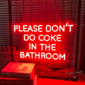 Por favor, não use Coca-Cola no banheiro Placa de neon Placa de neon personalizada Decoração de banheiro com luz LED Decoração de parede para casa Presentes personalizados