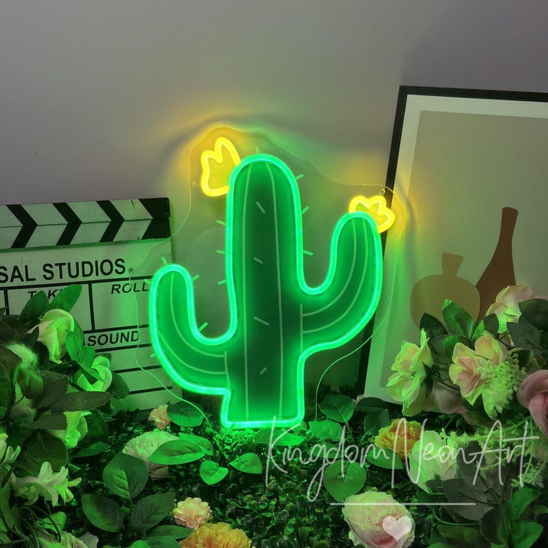 Cactus Neon Sign: Custom LED Plant Light, Home Decor - Etsy