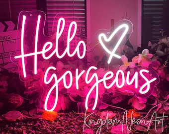 Hallo wunderschöne Leuchtreklame, individuelle Beauty Room Salon LED-Licht, Hauswanddekor
