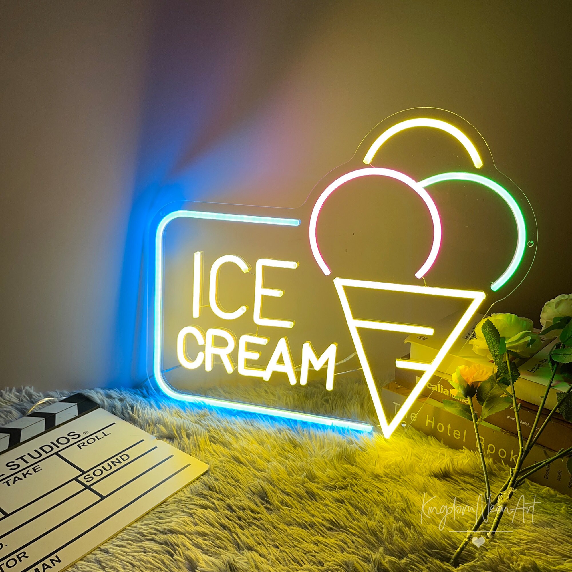 Ice Cream Neon Signneon Sign Anime Decorshop Store - Etsy