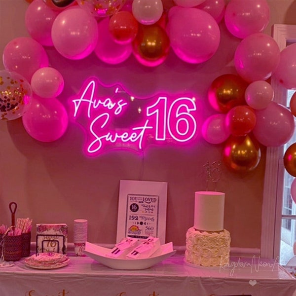 Sweet 16 Neon Sign Custom Name Sign Sweet 16th Party Signs|Birthday Neon Sign Party Art Decor Best Friend Personalized Birthday Gift for Her