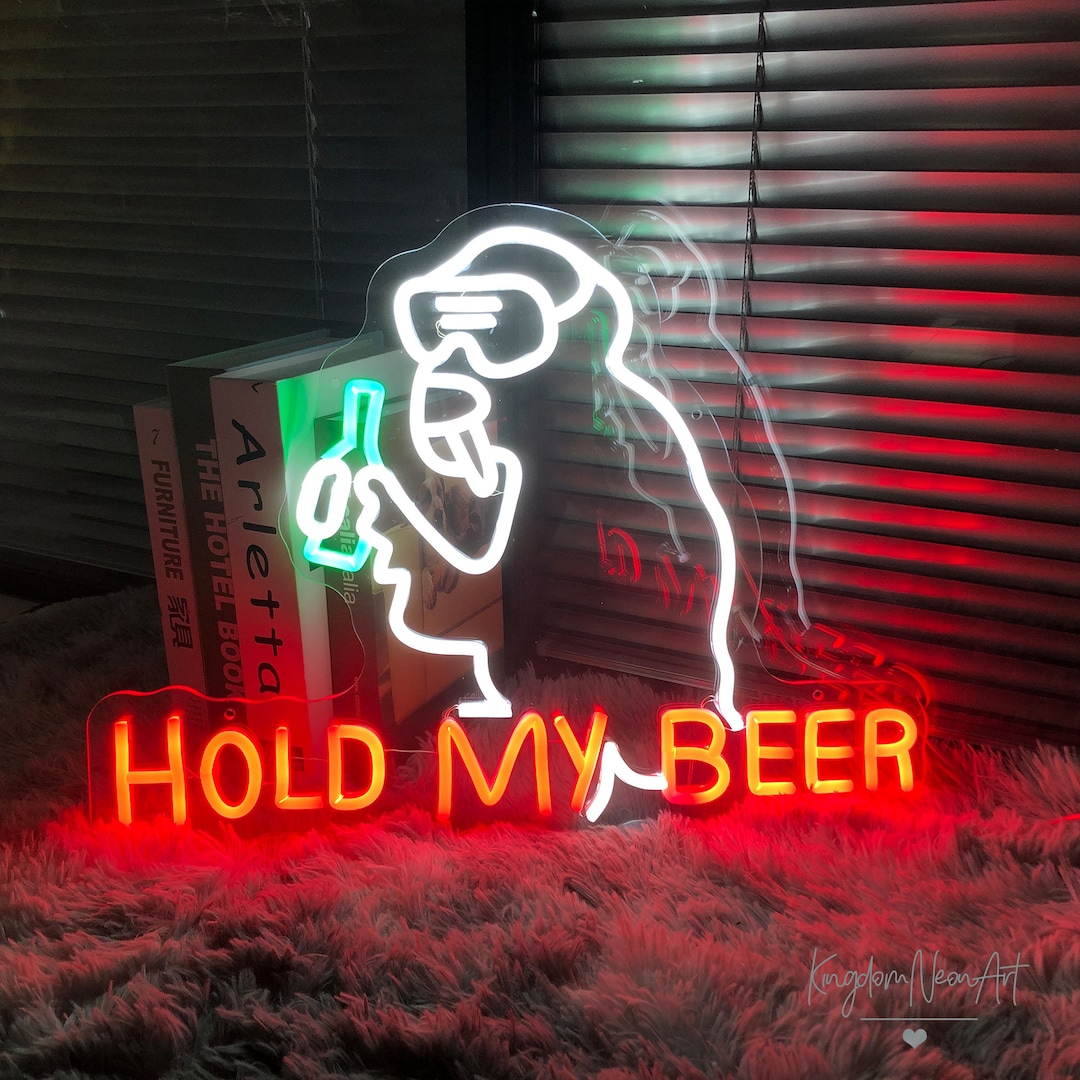 Hold My Beerbeer Neon Signneon Bar Sign Pub Club Music Bar Etsy Denmark