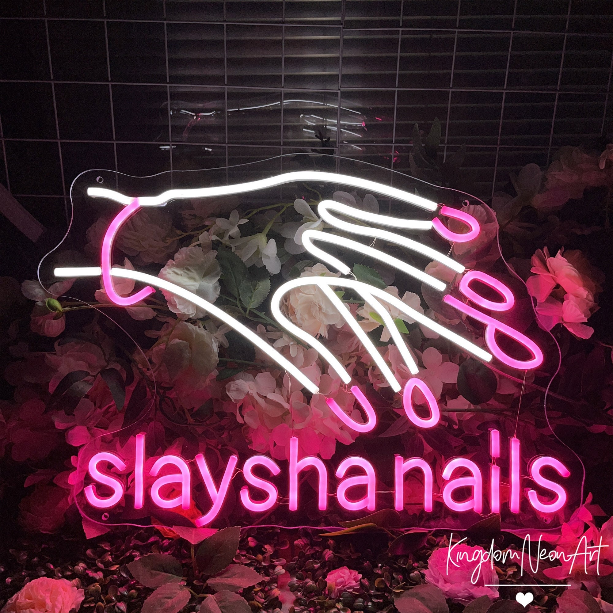 Neon Sign Nails💗 Shop Custom Press on Nails Link in bio 🥰 #fyp #nail