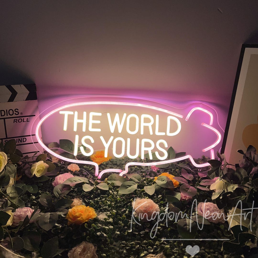 The World is Yours Neon Sign Blimp Shape Led Neon Light Bedroom Wall ...