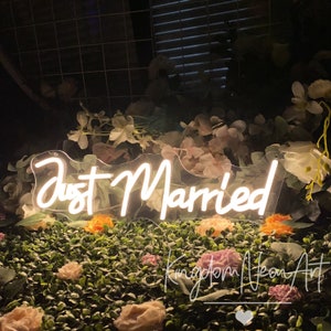 Just Married Neon Sign Wedding Neon Sign Custom Neon Sign Led Light Home Wall Decor Wedding Engagement Party Decor Personalized Gift image 3