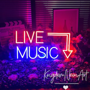 LIVE MUSIC Neon Sign Custom Neon Sign Led Light Live House Music Studio Decor Home Room Live Show Wall Decor Personalized Gifts Neon Art