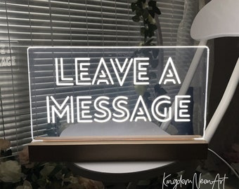 Leave a message Acrylic Sign,Engraved Neon Sign,Custom Neon Sign,Wood sign,Wedding Centerpiece,USB Desk Lamp,Table Lamp for Home Shop Store