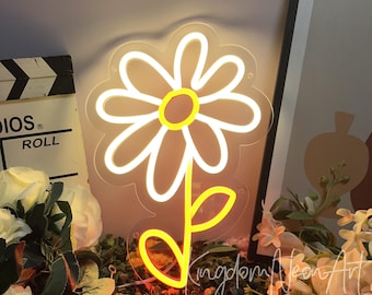 Custom Daisy Neon Sign, Floral Wall Decor, Flower Shop LED Light