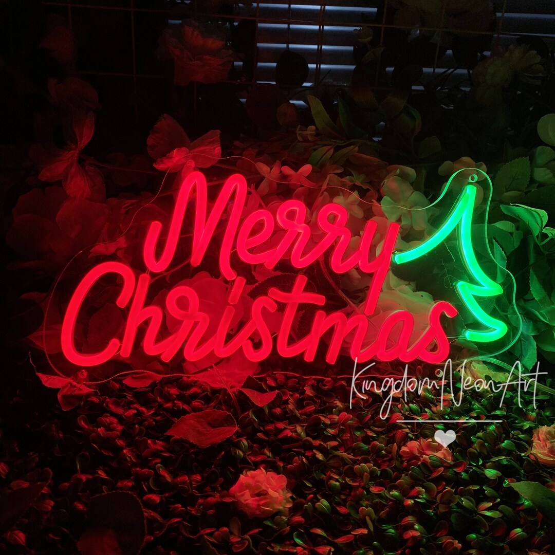 Merry Christmas Neon Sign Christmas Tree Neon Light Etsy