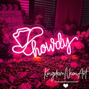 Howdy Cowboy Hat Neon Sign Custom Cowgirl Neon Sign Western Cowboy Led Light Cowboy Party Decor Home Wall Decor Personalized Gift Neon Art