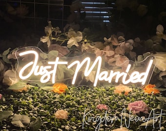 Just Married Neon Sign Wedding Neon Sign Custom Neon Sign Led Light Home Wall Decor Wedding Engagement Party Decor Personalized Gift
