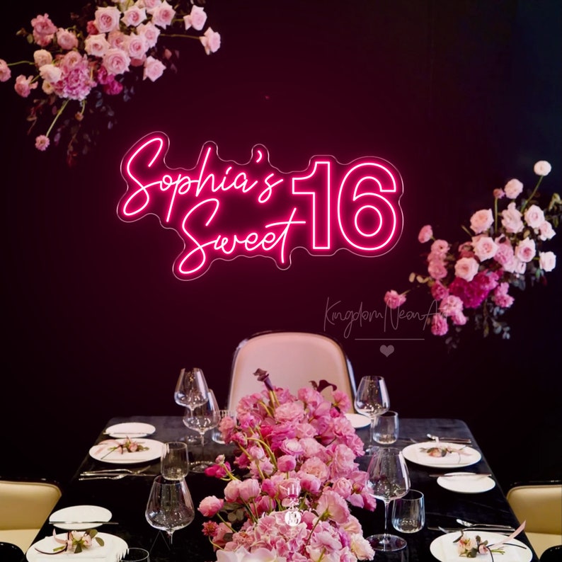 Personalized Sweet 16 Neon Sign Custom Name Sweet 16 Party | Etsy