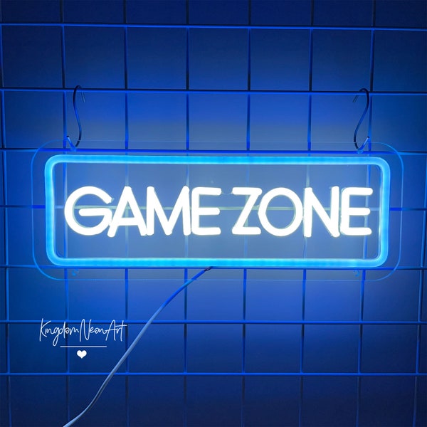 Enseigne néon personnalisée Game Zone, décoration de salle de jeux, lumière LED USB pour décoration de dortoir, décoration murale pour la maison, cadeau personnalisé, art néon