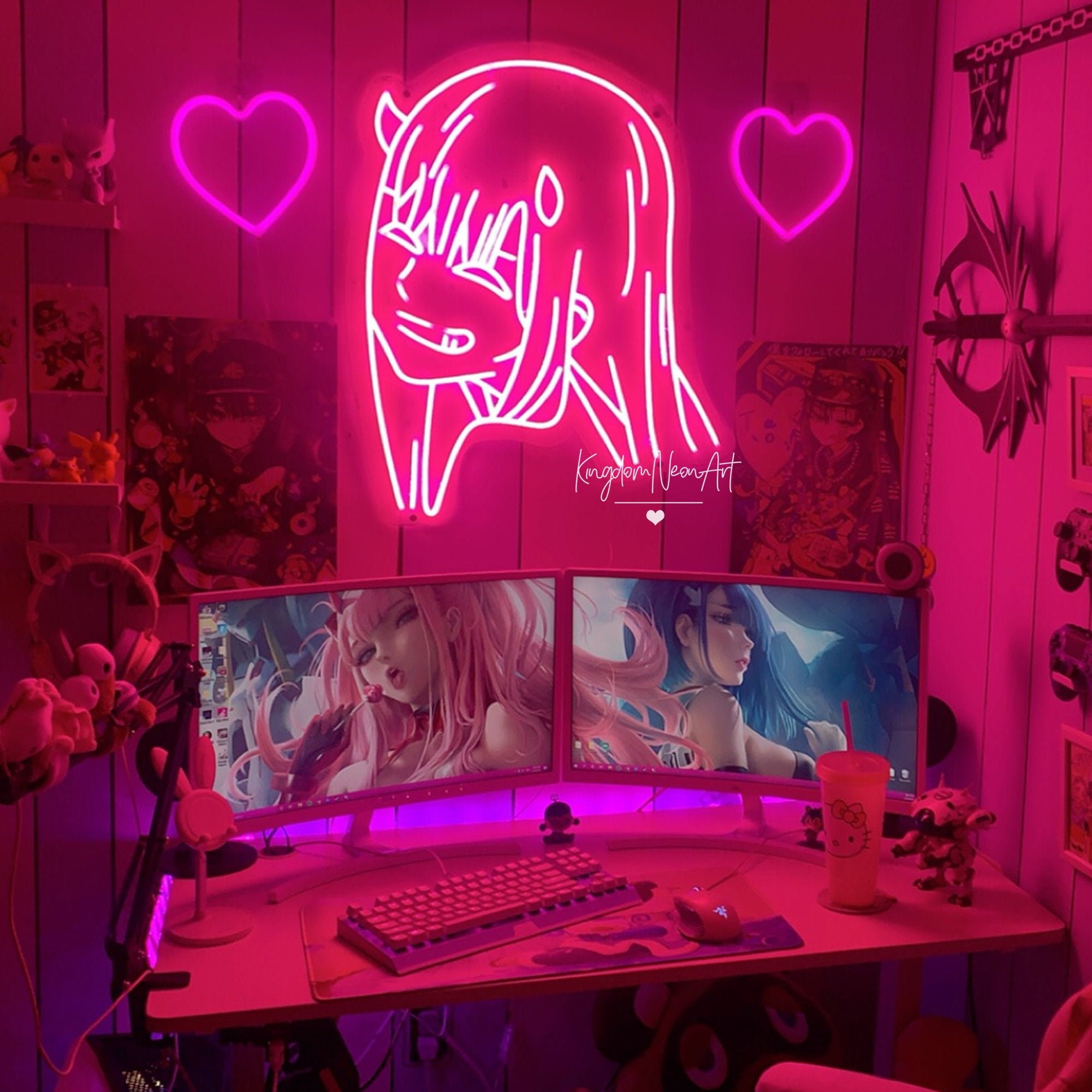 My Melody Anime Pink LED Neon Light for Bar Wall Home Decor As Your Ow   Neon Space