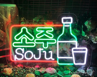 Custom Korean Soju Neon Sign, Bar Wall Decor LED Light